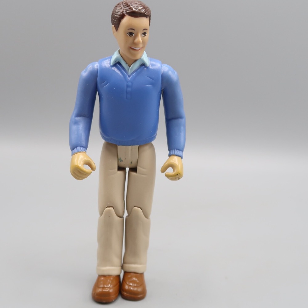 Toys R Us Loving Family Dollhouse Brown Hair Dad Father Blue Shirt Figure Doll